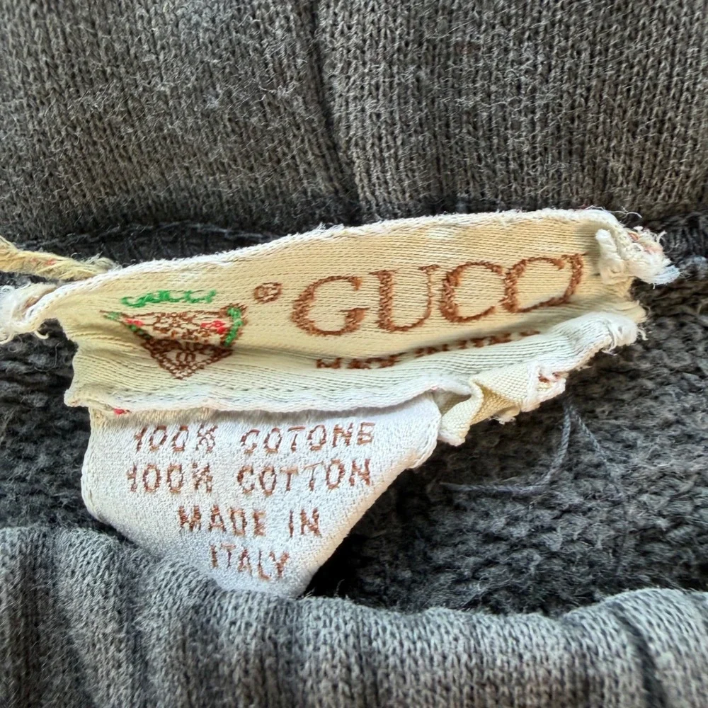 A+ Vintage Authentic Gucci Sweatpants Mens Gray Cotton Joggers Made in Italy